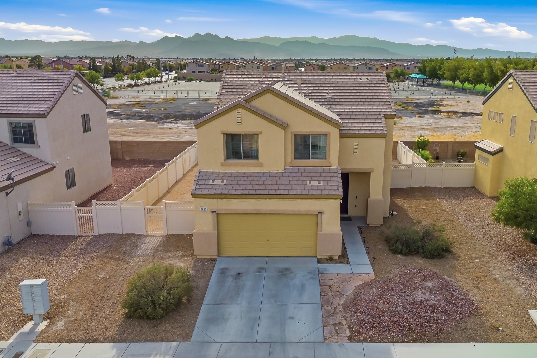 Aerial front view of the property